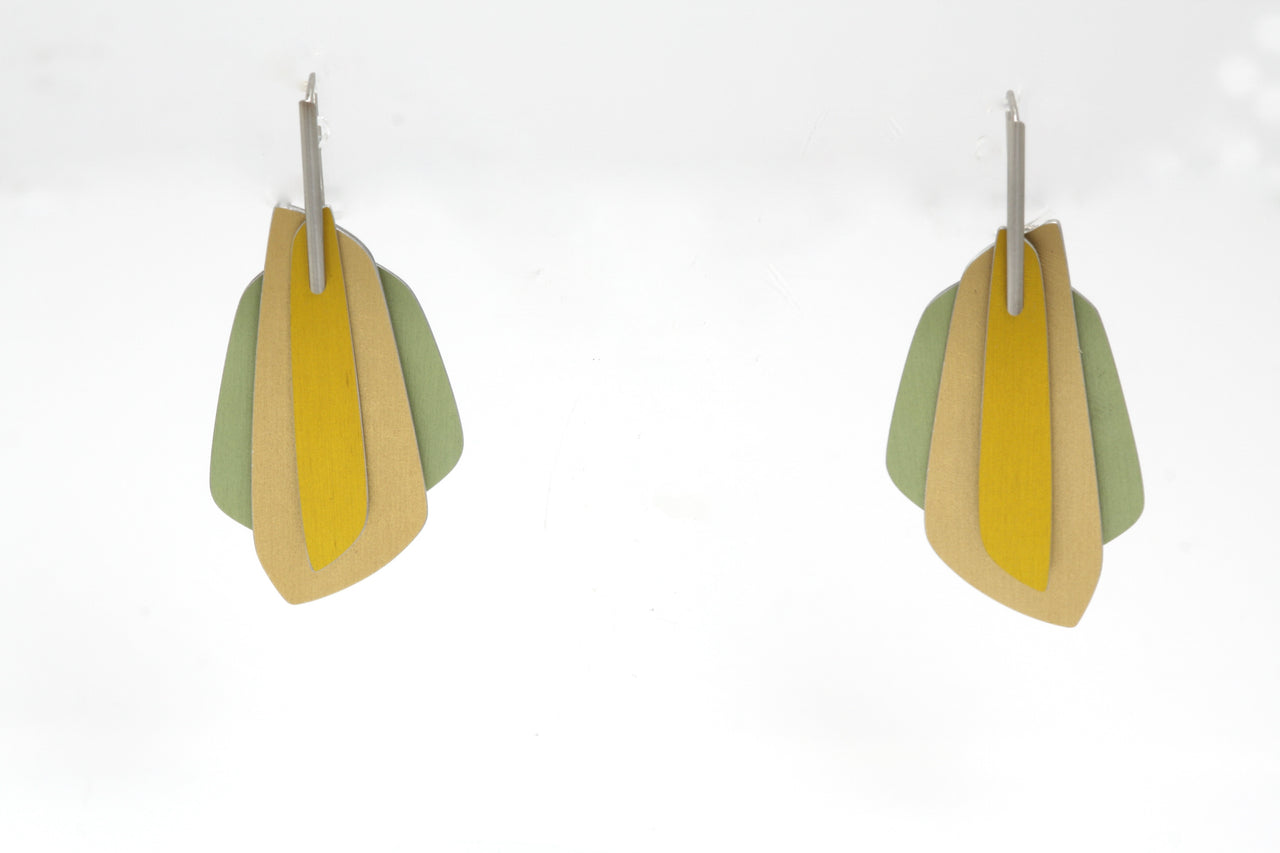 Khaki, Yellow and Gold Dash Earrings