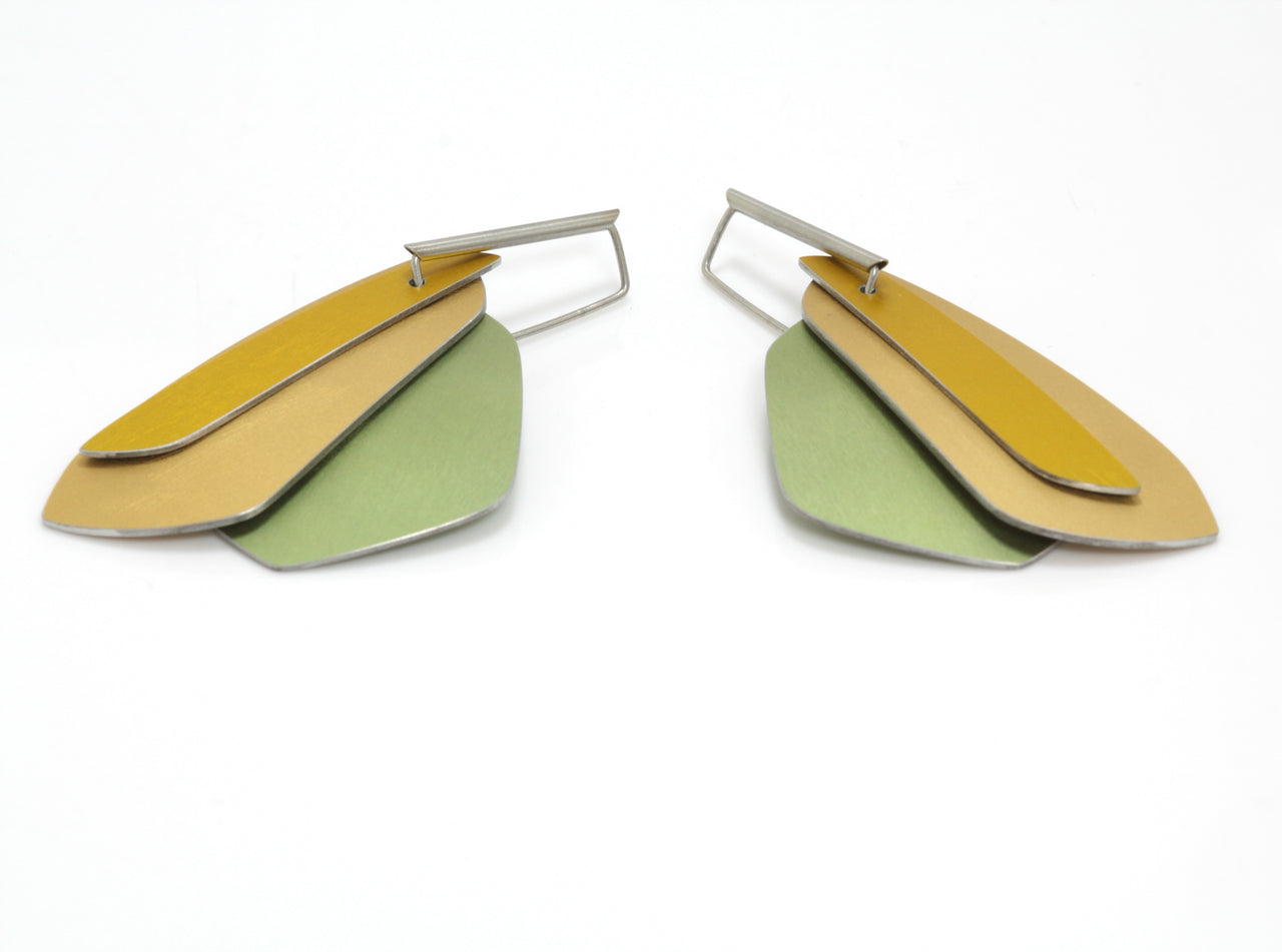 Khaki, Yellow and Gold Dash Earrings