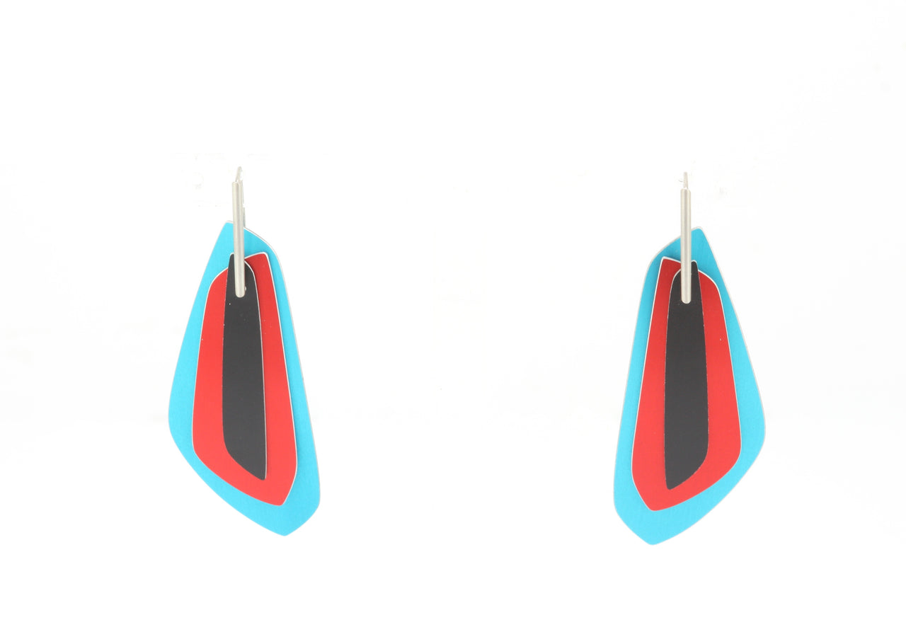 Dash Earrings Turquoise, Red and Black