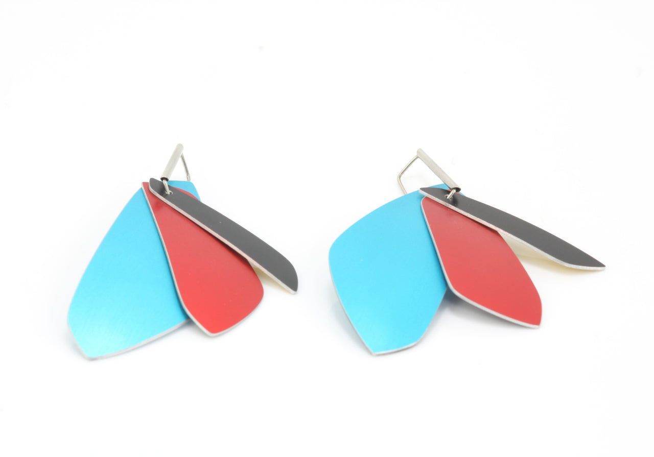 Dash Earrings Turquoise, Red and Black