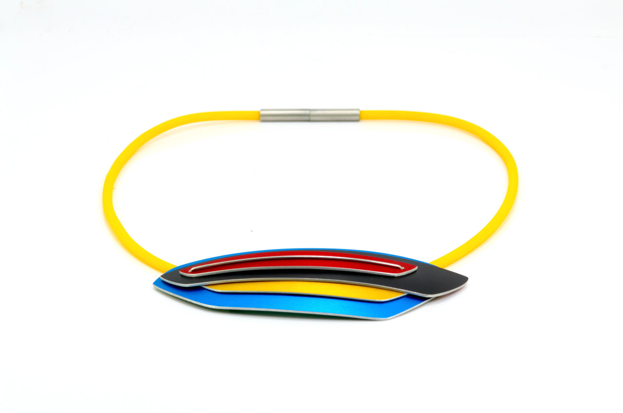 Dash Pendant / Brooch Blue, Yellow, Black, Red,