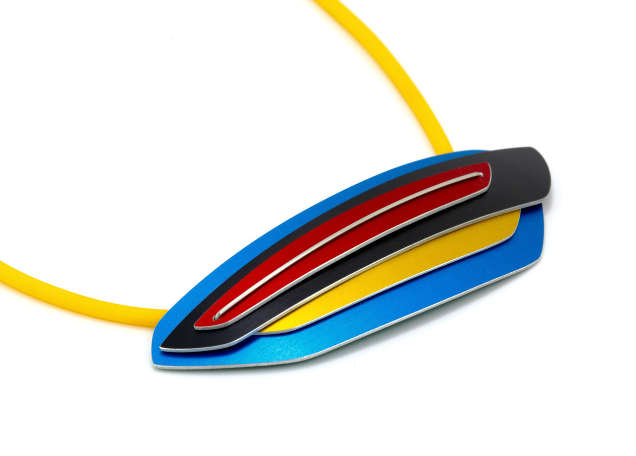 Dash Pendant / Brooch Blue, Yellow, Black, Red,