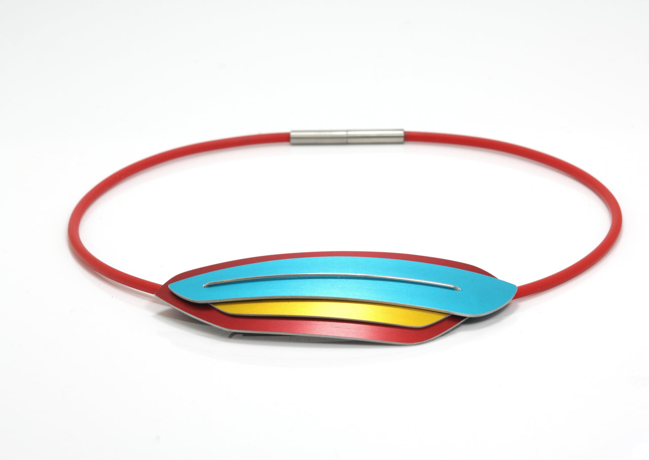 Dash Pendant / Brooch Red, Yellow, Turquoise