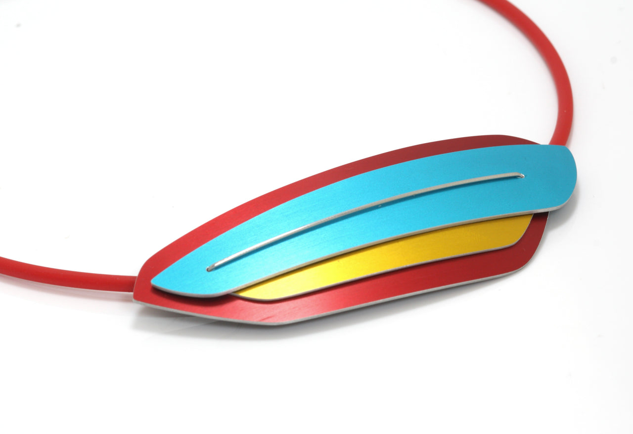 Dash Pendant / Brooch Red, Yellow, Turquoise