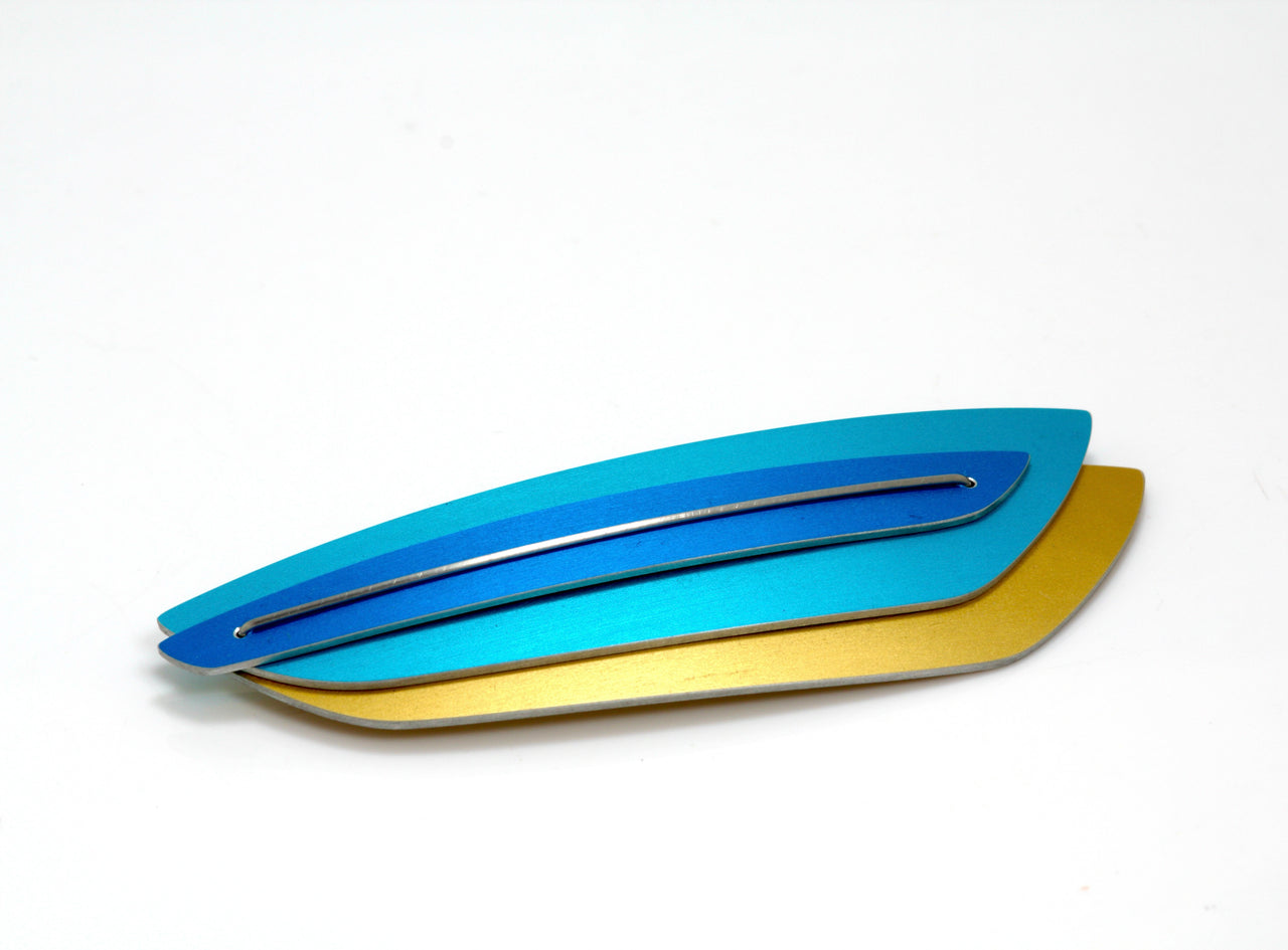 Dash Brooch Gold, Turquoise, Blue