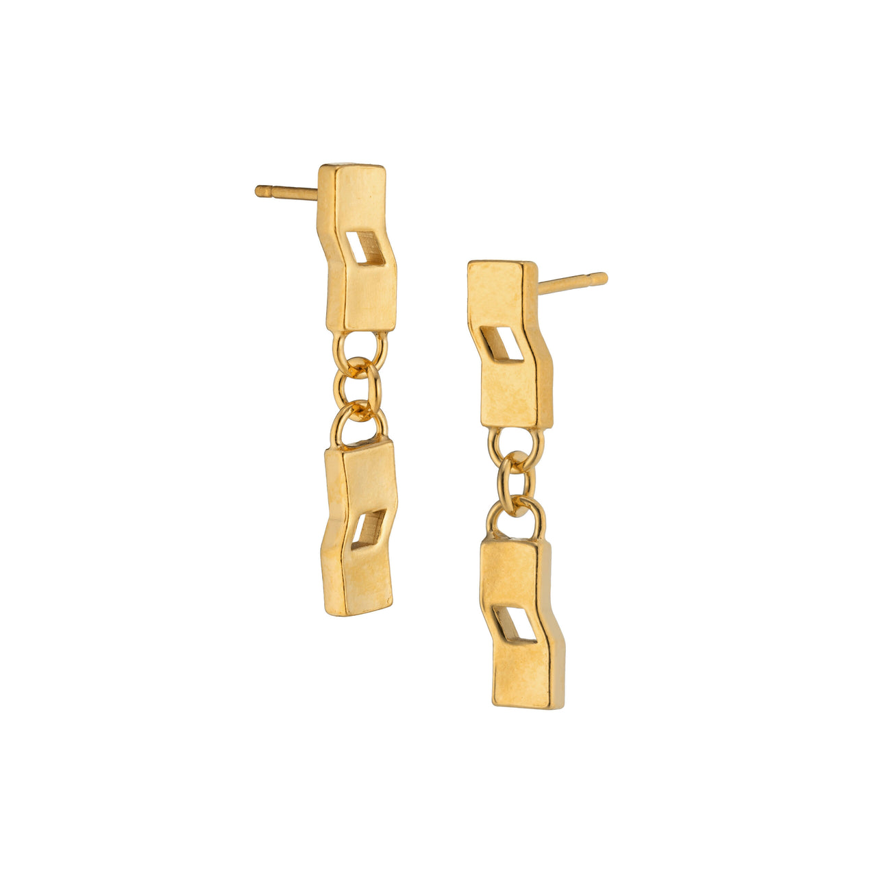 Gold Plated Keepers Drop Earrings