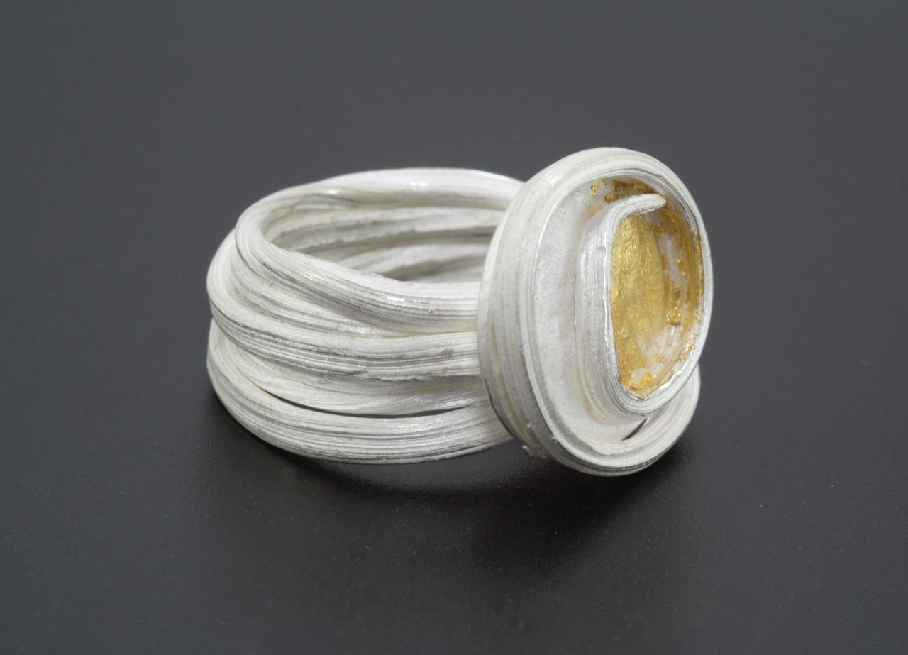 Silver ring - moon flower