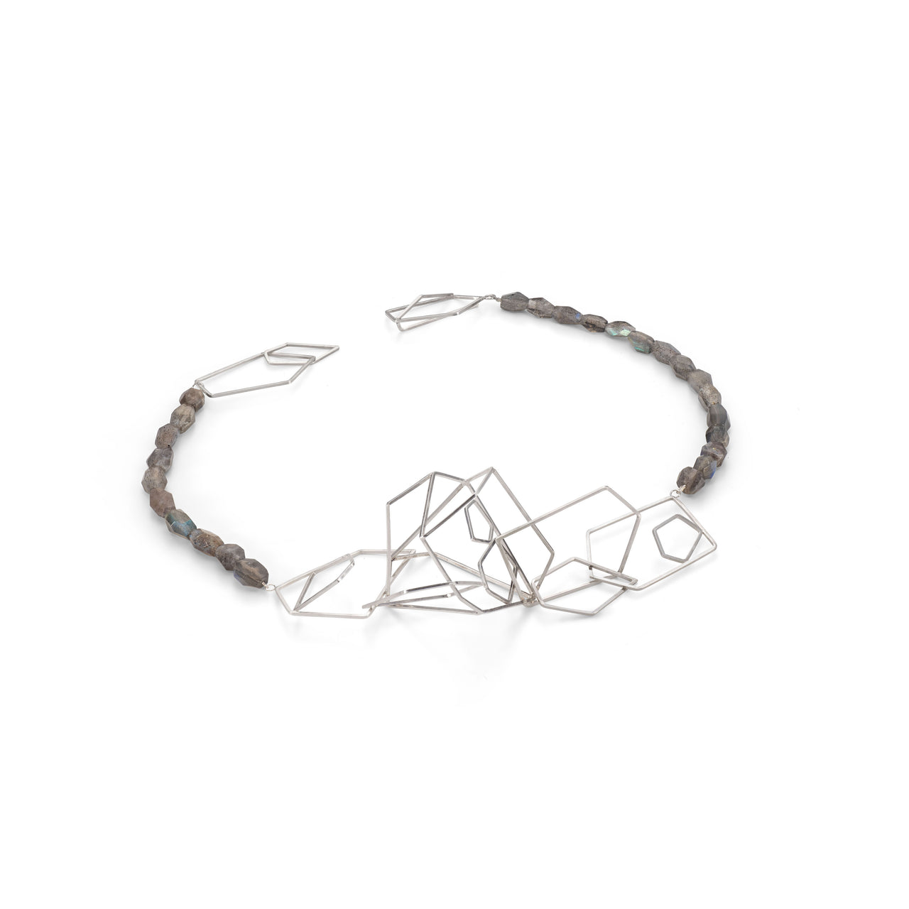 Labradorite Asymmetric Silver Link Necklace