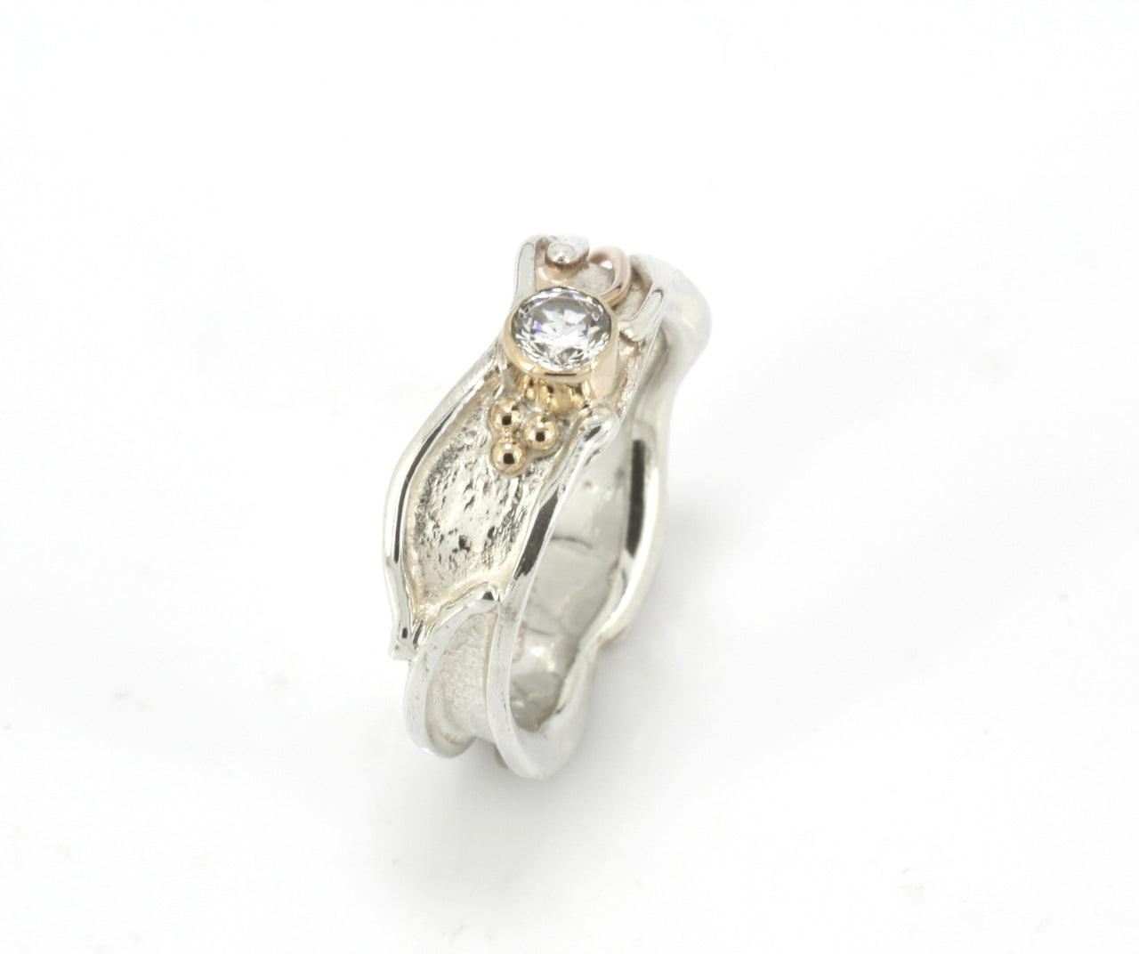 Silver, 9ct Gold, Cubic Zirconia Ring