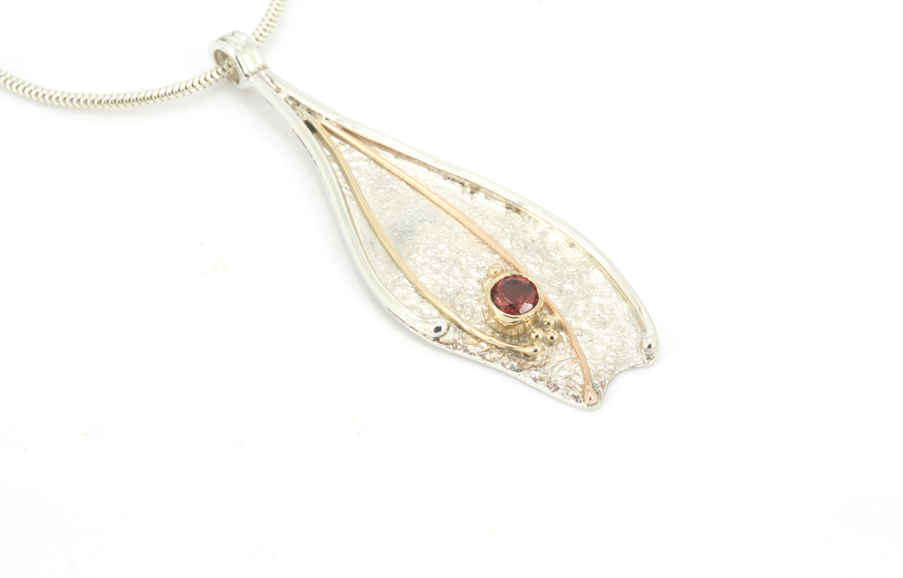 Garnet, Silver and 9ct Gold Necklace