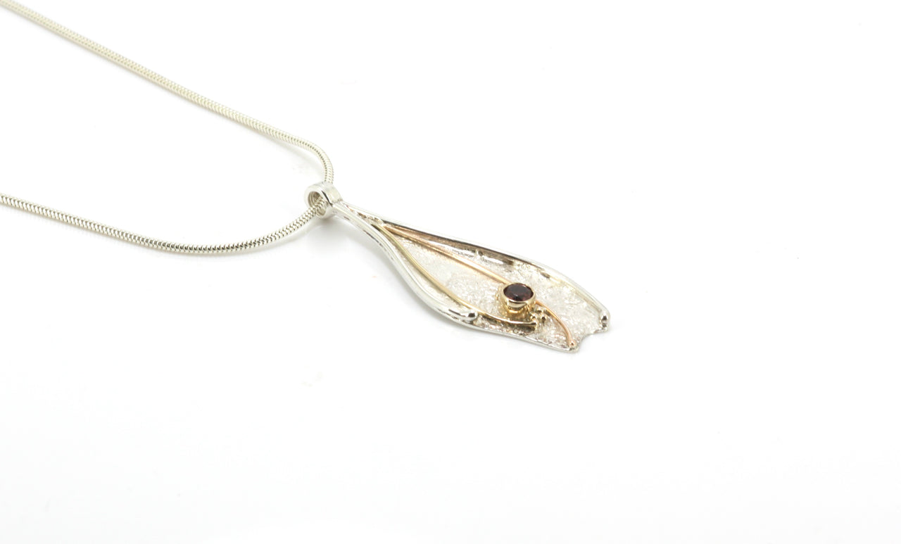 Garnet, Silver and 9ct Gold Necklace