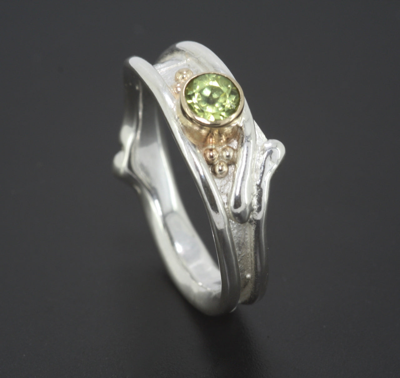 Sterling Silver 9ct Gold Peridot Ring