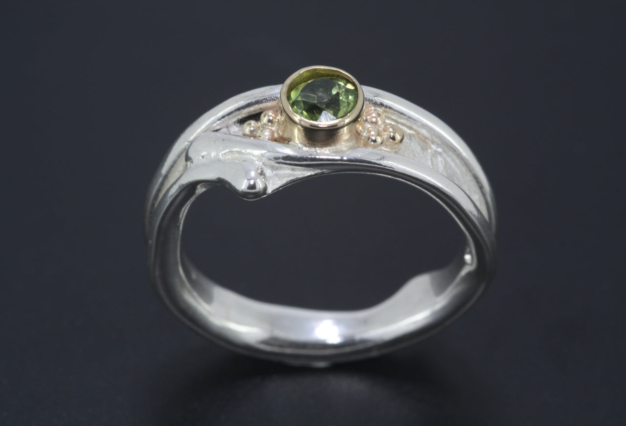 Sterling Silver 9ct Gold Peridot Ring