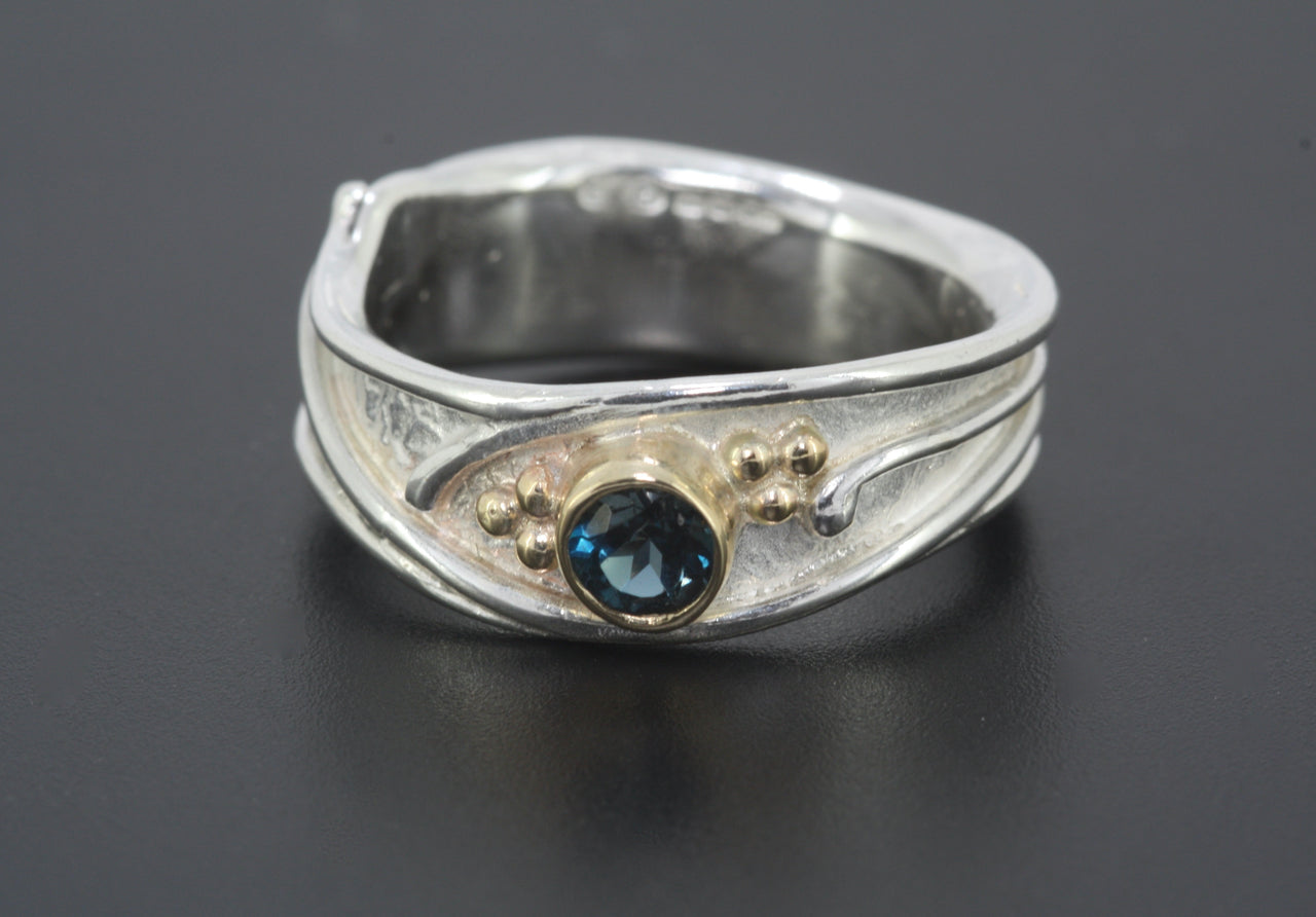 Sterling Silver 9ct Gold London Blue Topaz Ring