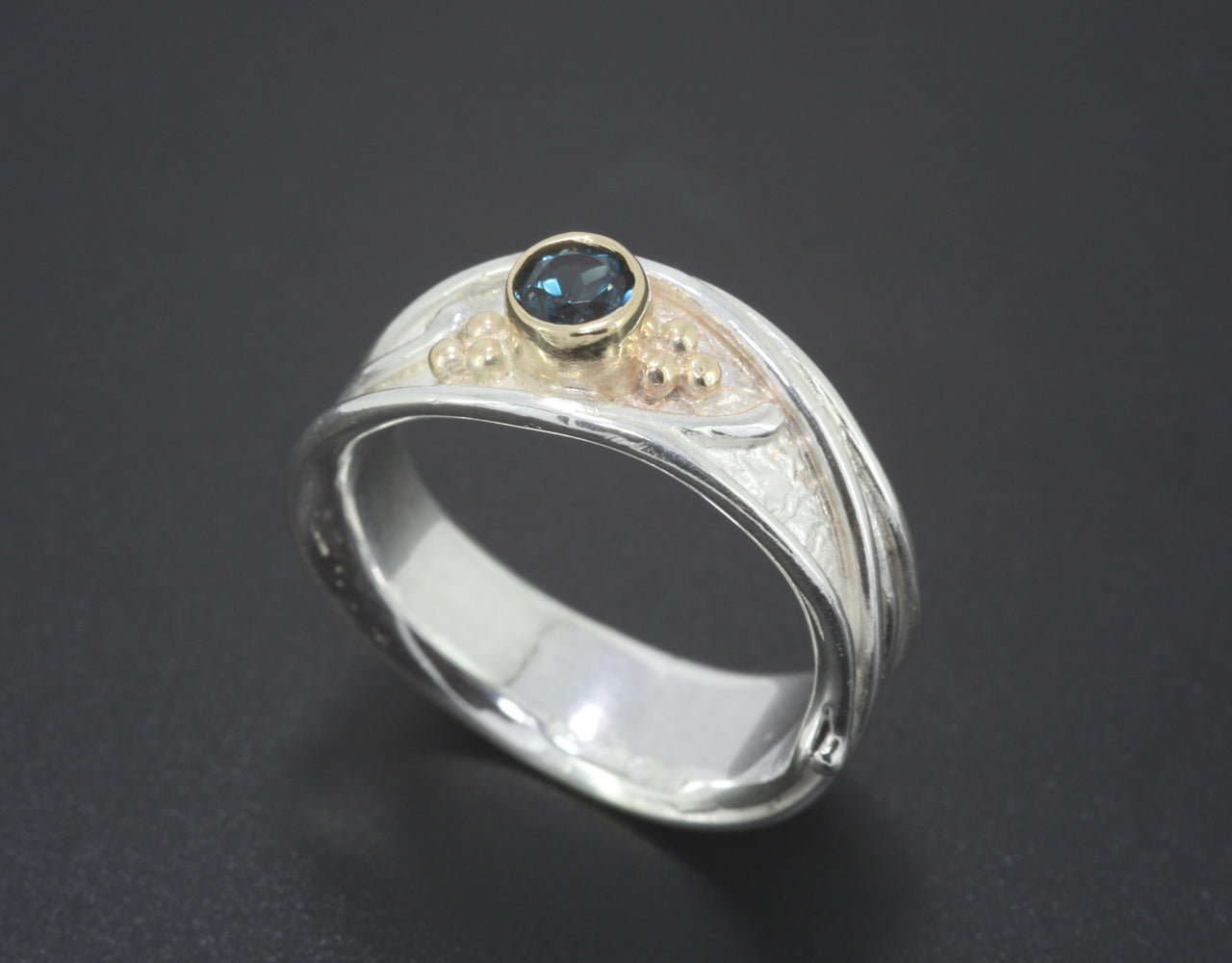 Sterling Silver 9ct Gold London Blue Topaz Ring