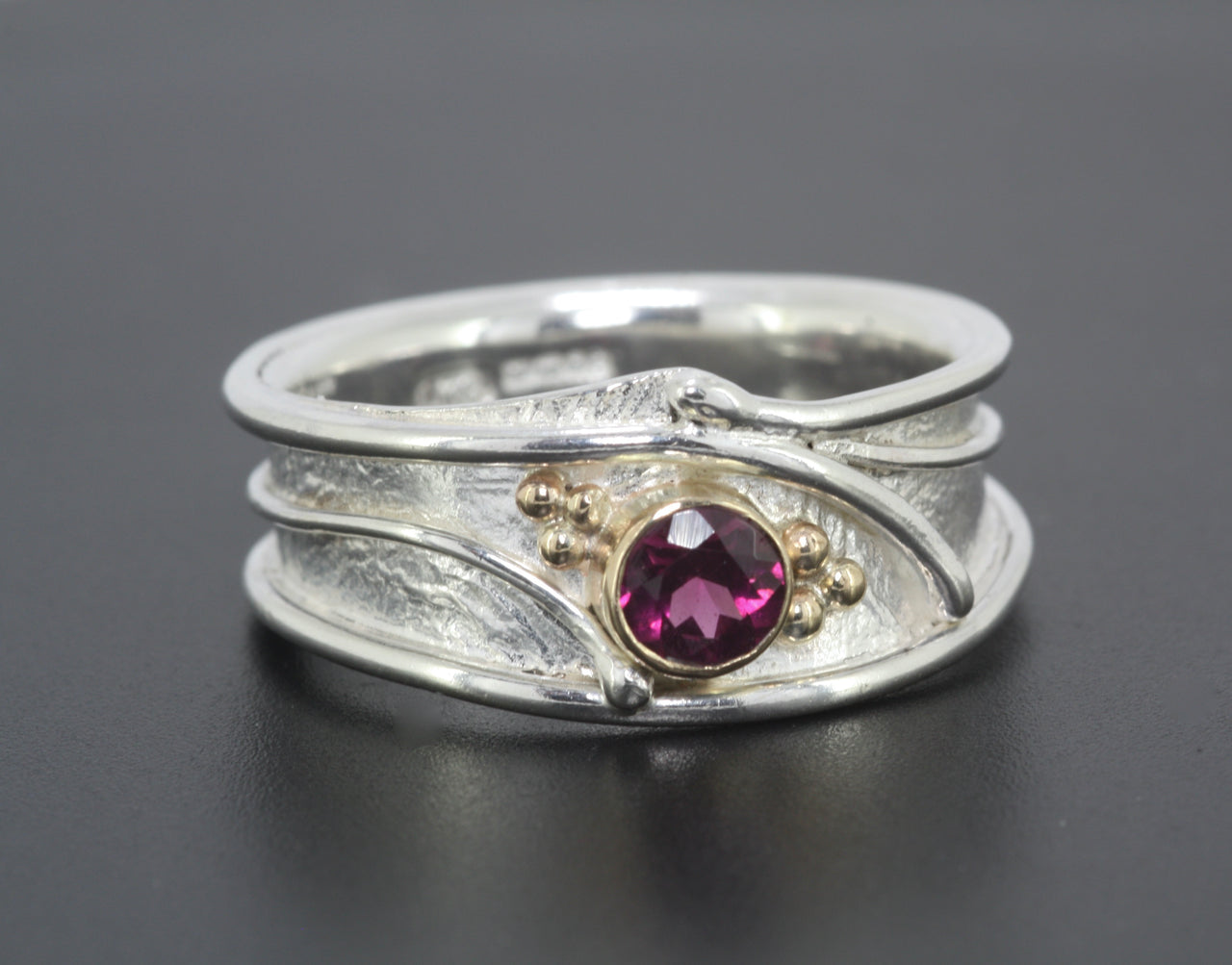 Sterling Silver 9ct Gold Rhodalite Ring
