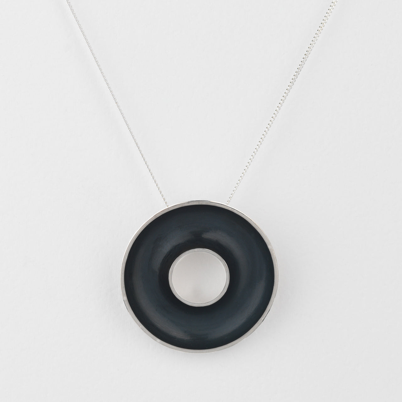 Large Oxidised Concave Torus Necklace