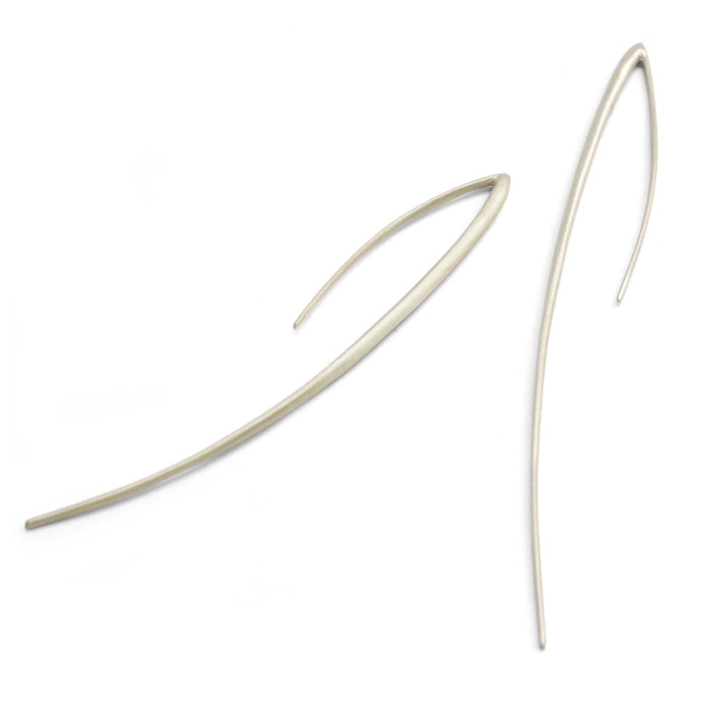 Silver Long Curved  Strand Earrings
