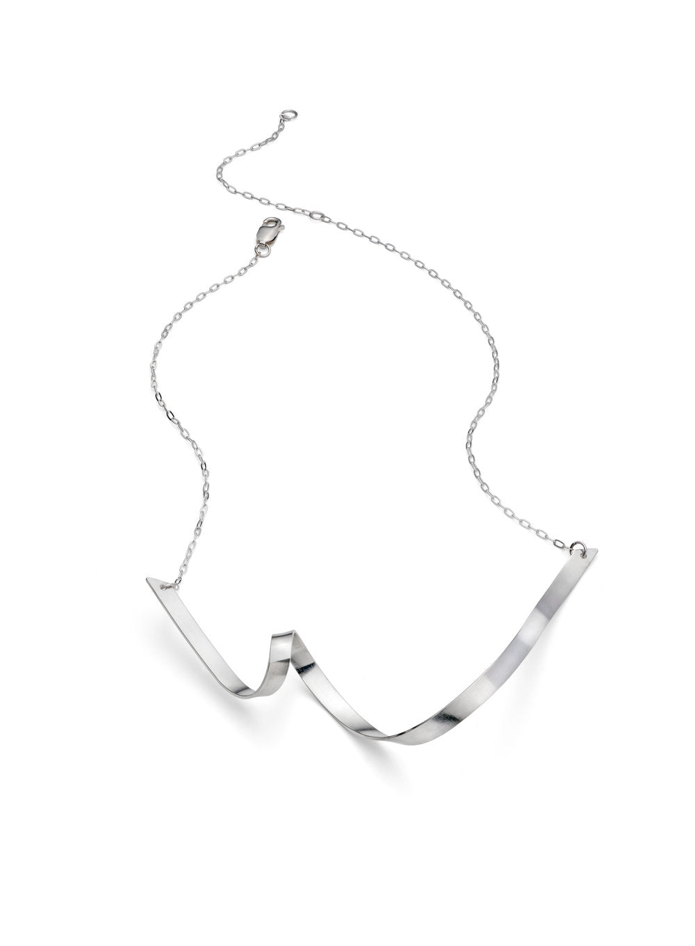 Sterling Silver Wide Loop V Necklace