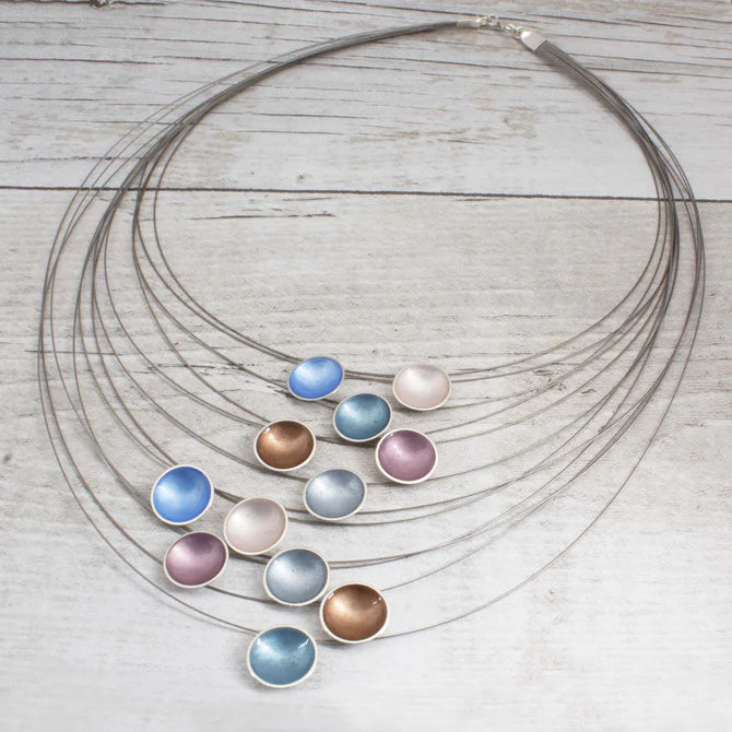 Halo 12 Strand Necklace - Bluebelle, Ice, Pearl, Bronze and Grey
