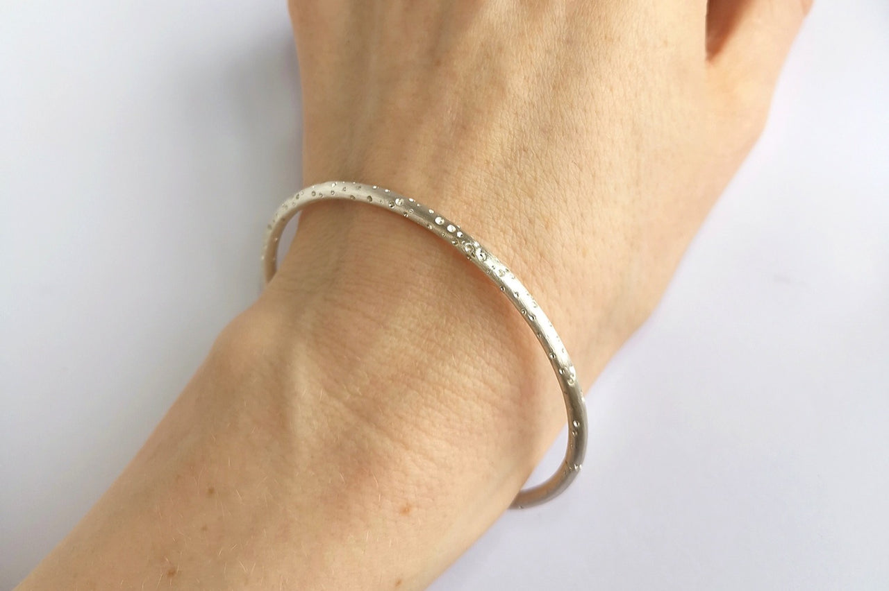 Silver Drilled Bangle