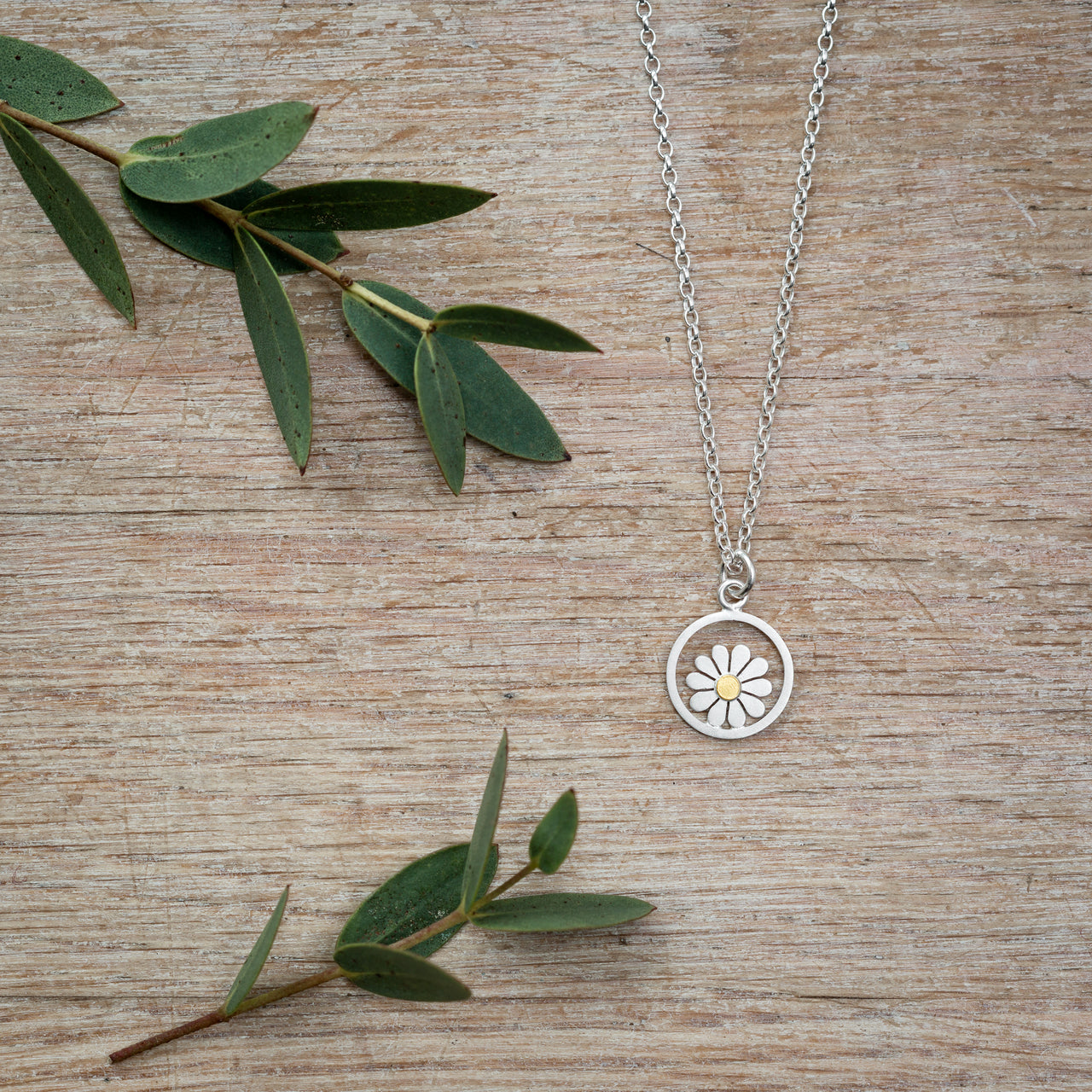 Teeny Framed Daisy Pendant