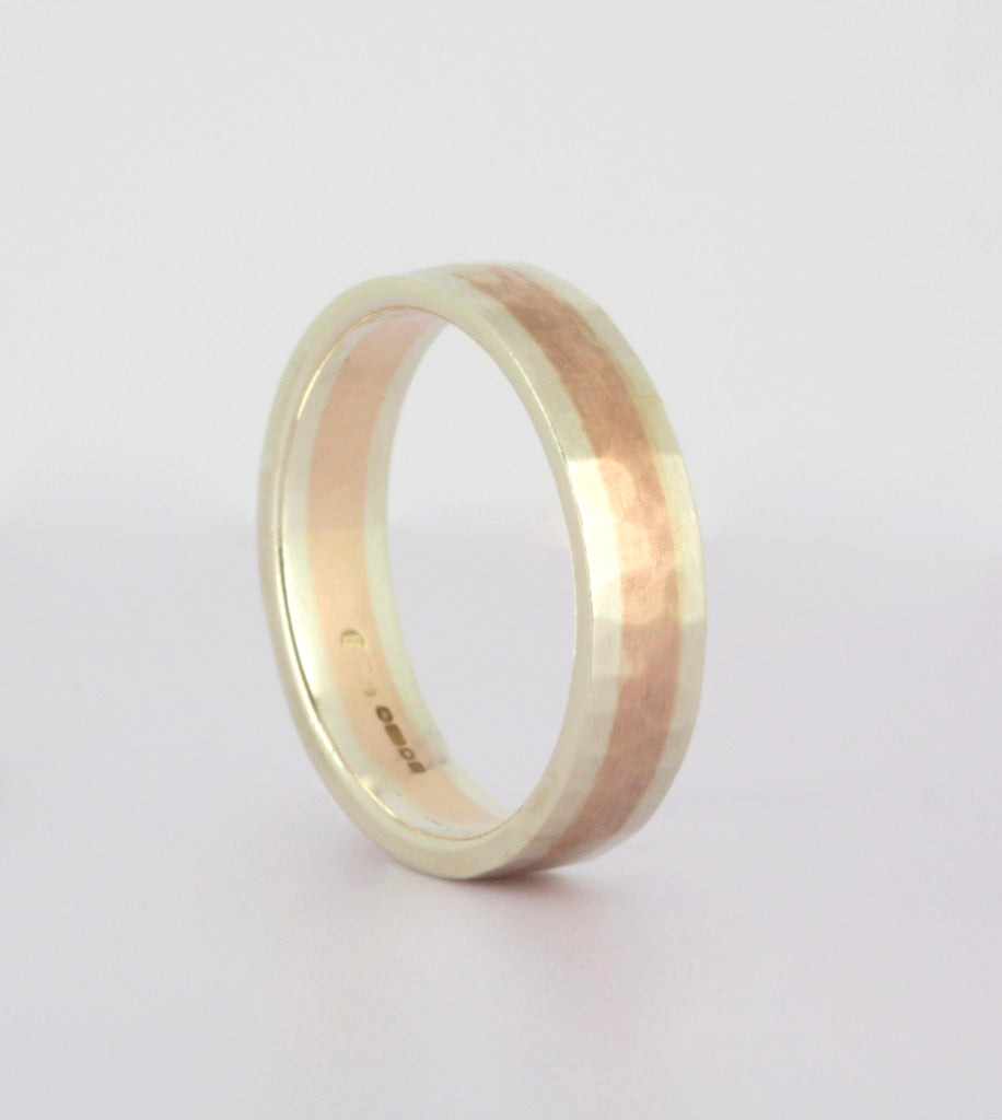 Hammered Two Tone Gold Ring