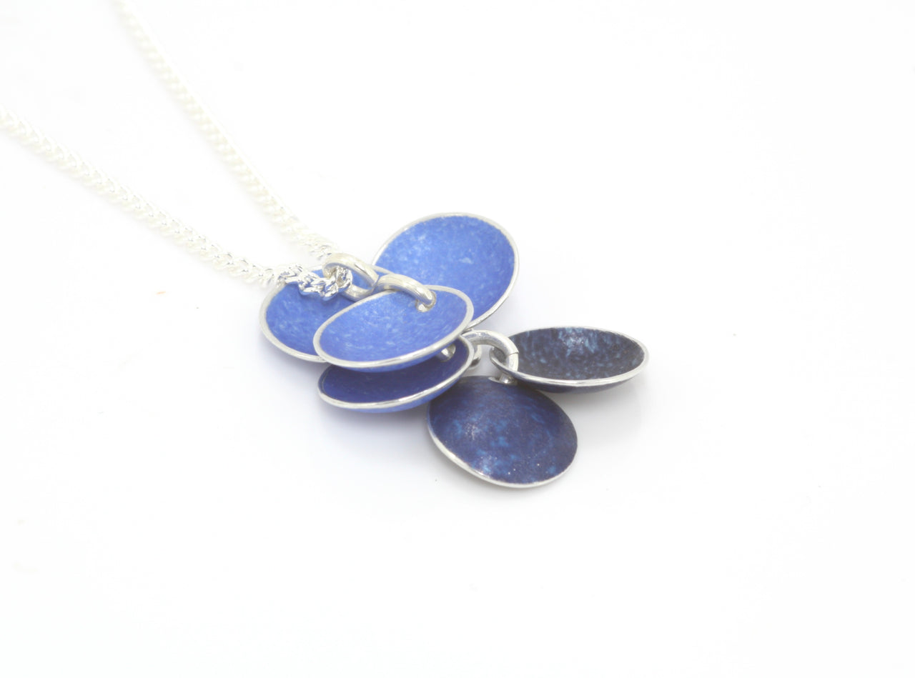 Blue and Indigo 6 Disk Cluster Necklace