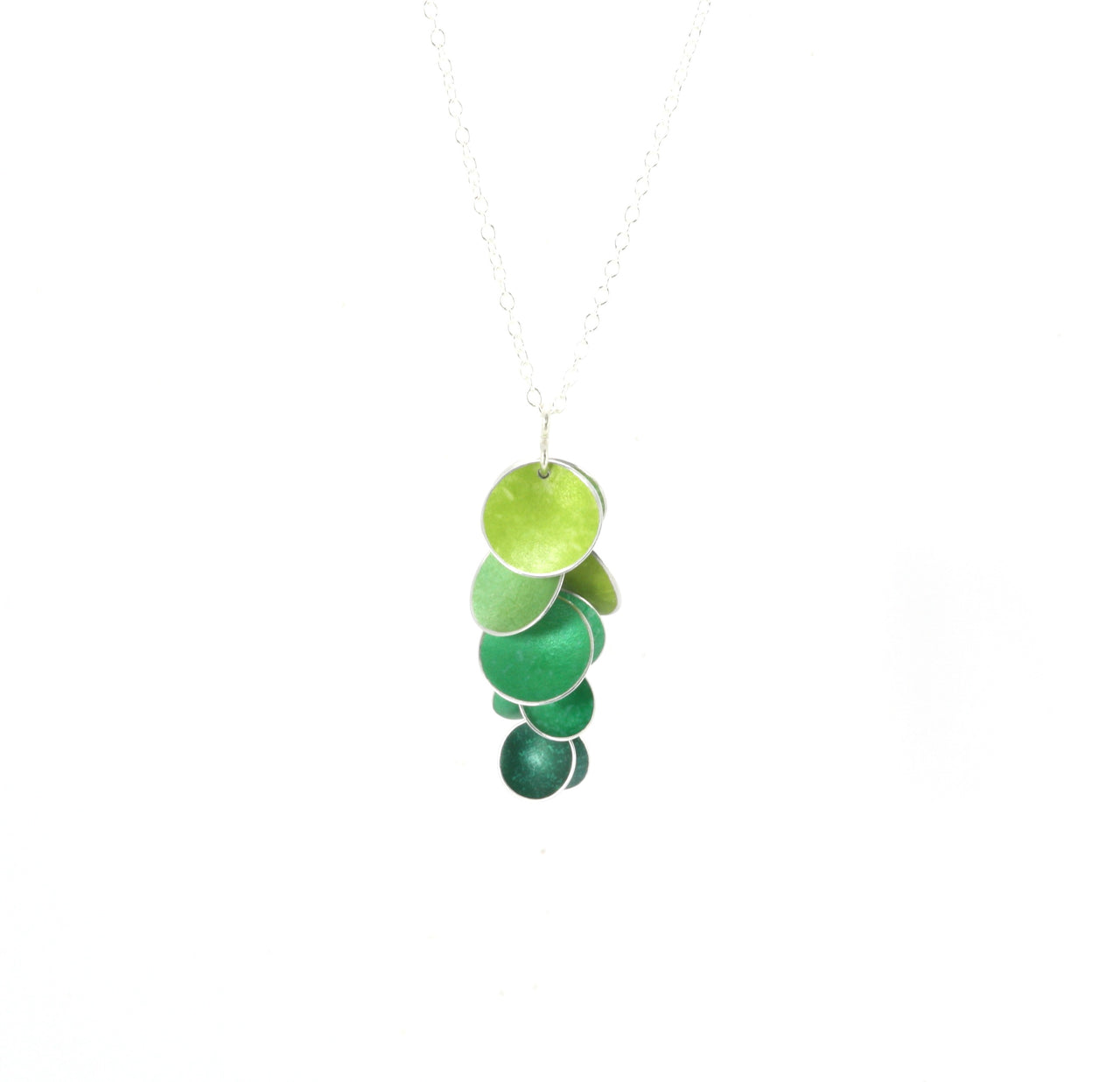 Lime, Green and Forest 10 Disk Cluster Necklace