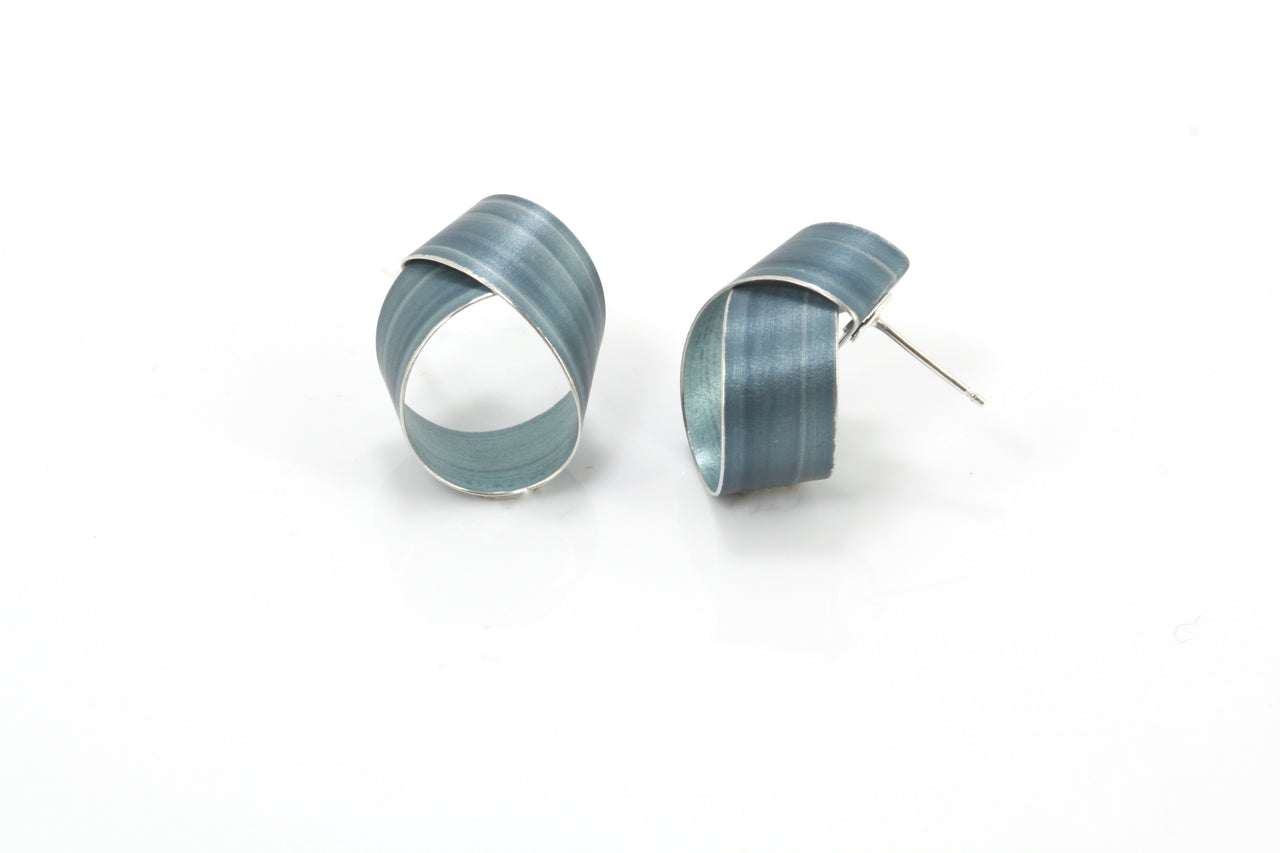 Grey Blue Coil Earrings