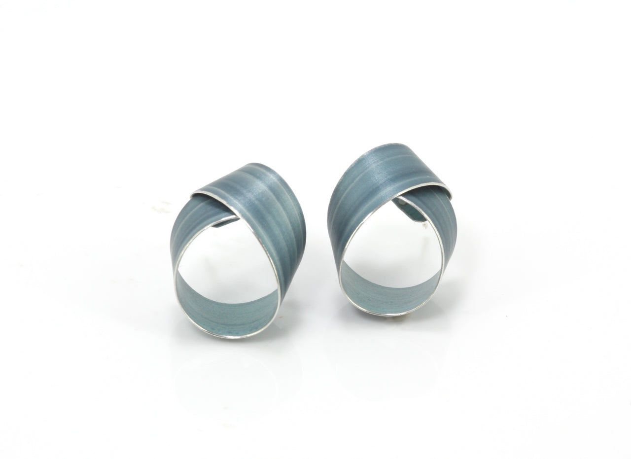 Grey Blue Coil Earrings