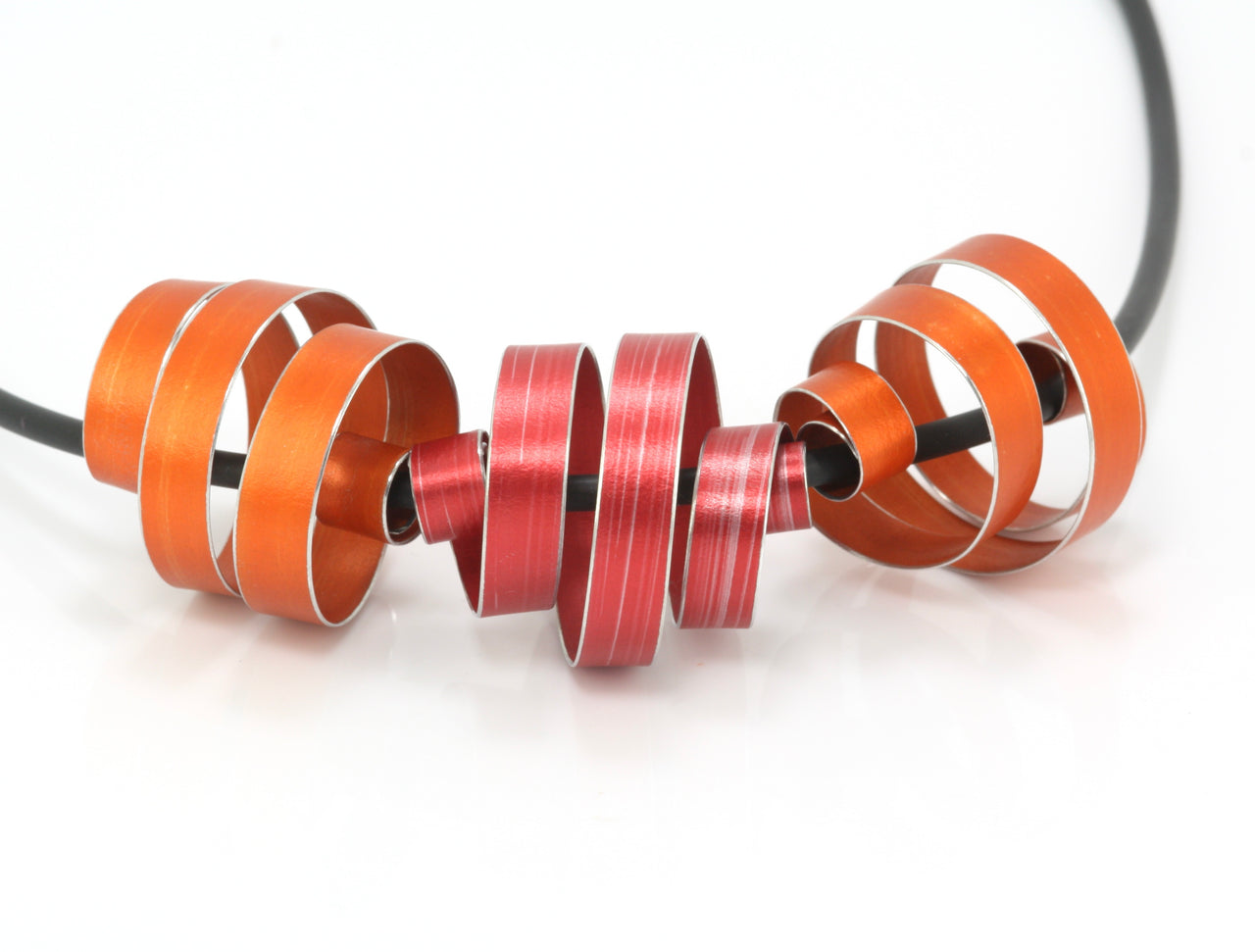 Orange and Burgandy Triple Coil Necklace