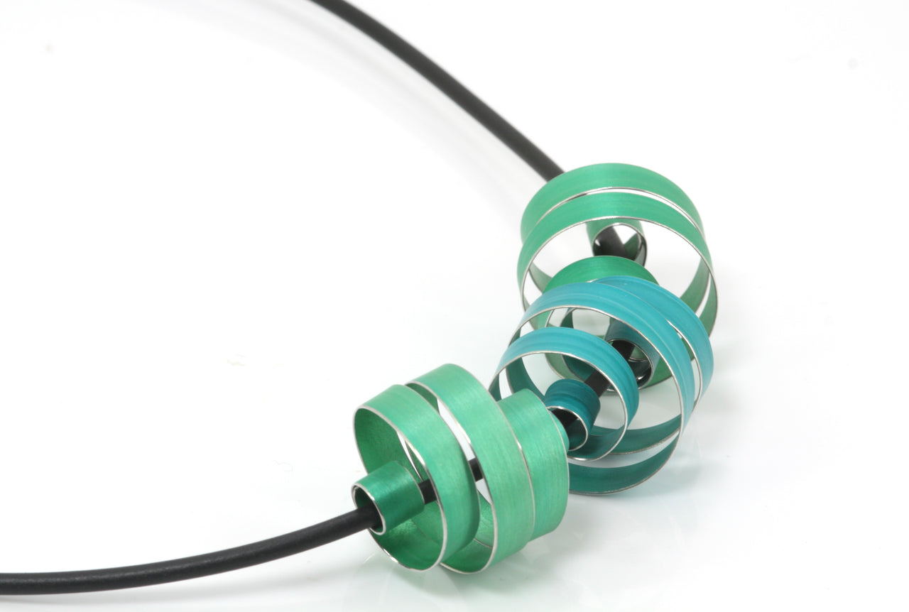 Green and Jade Triple Coil Necklace