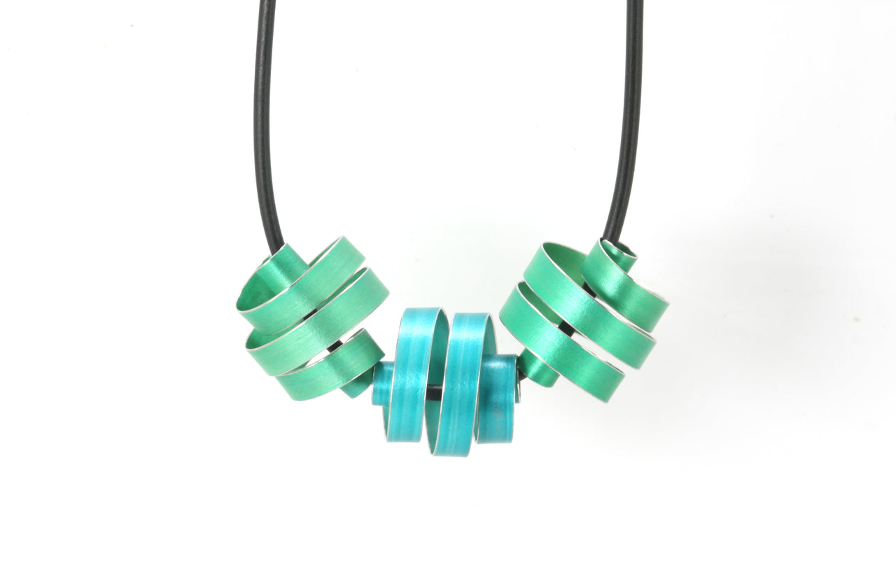 Green and Jade Triple Coil Necklace