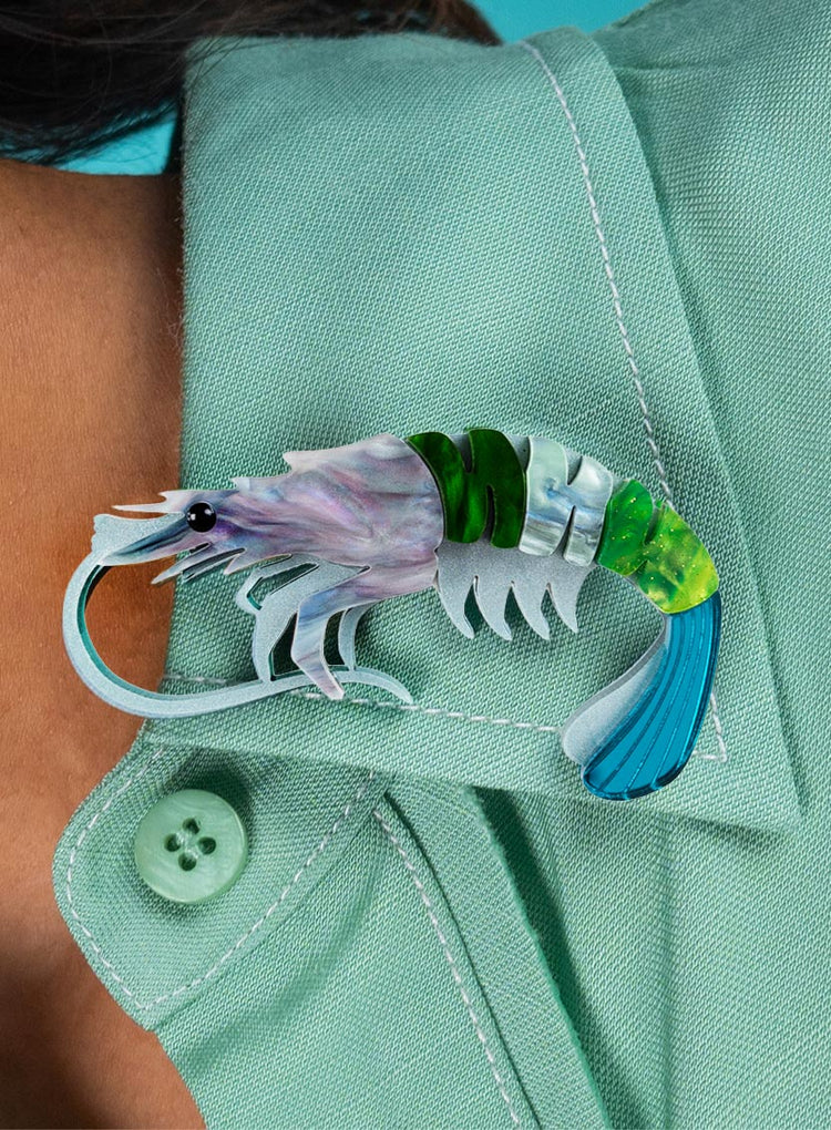 Pearly prawn brooch