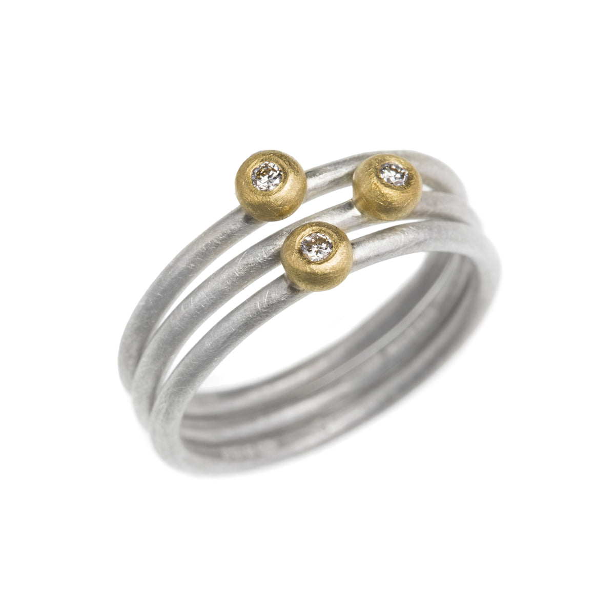 Silver, 18ct Gold Stacking Rings