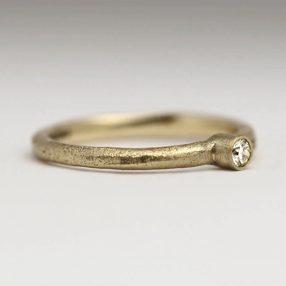 9ct Yellow Gold Sandcast Diamond Ring