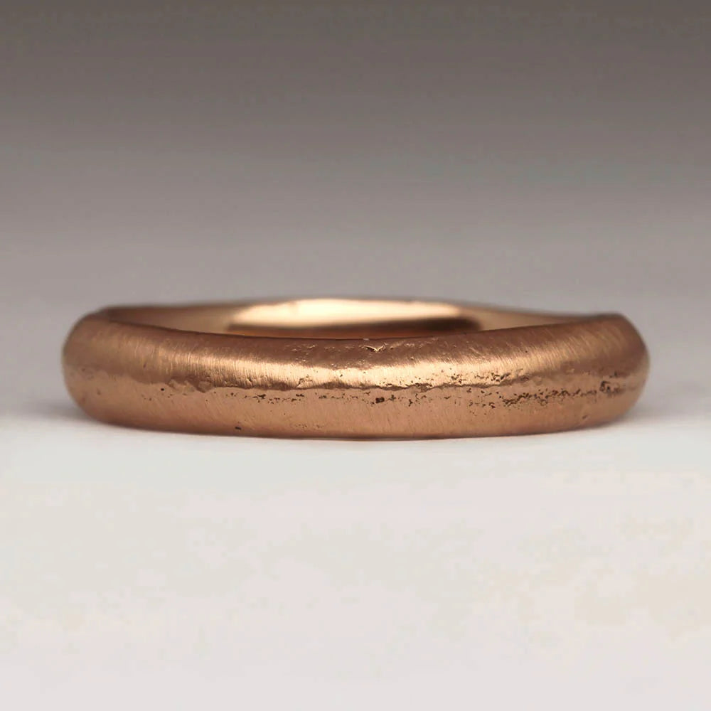 9ct Rose Gold Sandcast Ring – 4mm