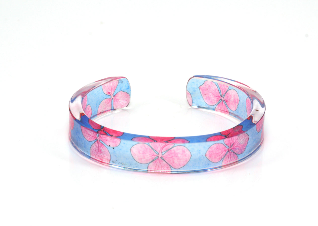 Pink / Blue Tiny Hydrangea Cuff