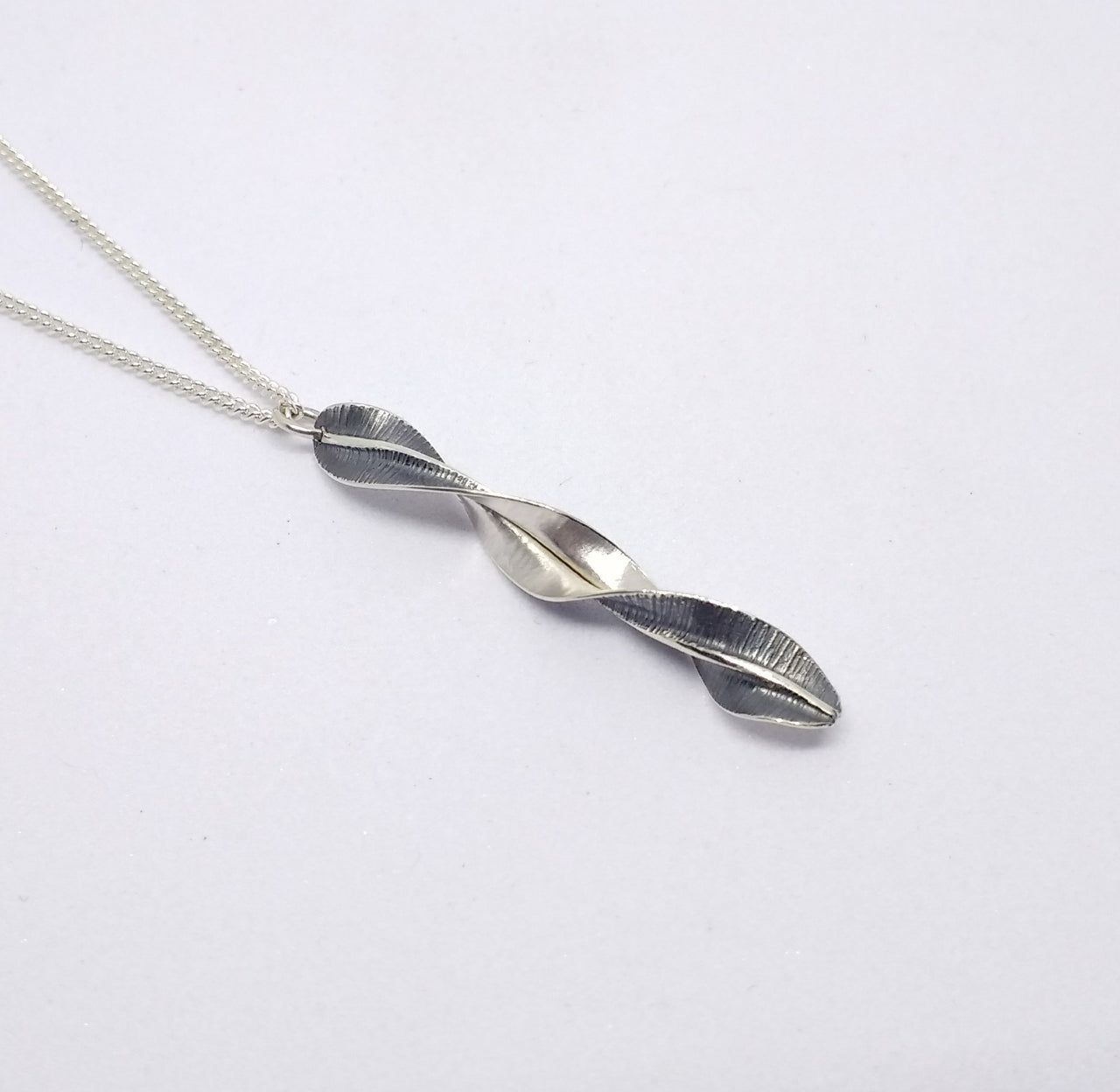Spring Leaf Medium Pendant - Oxidised Silver