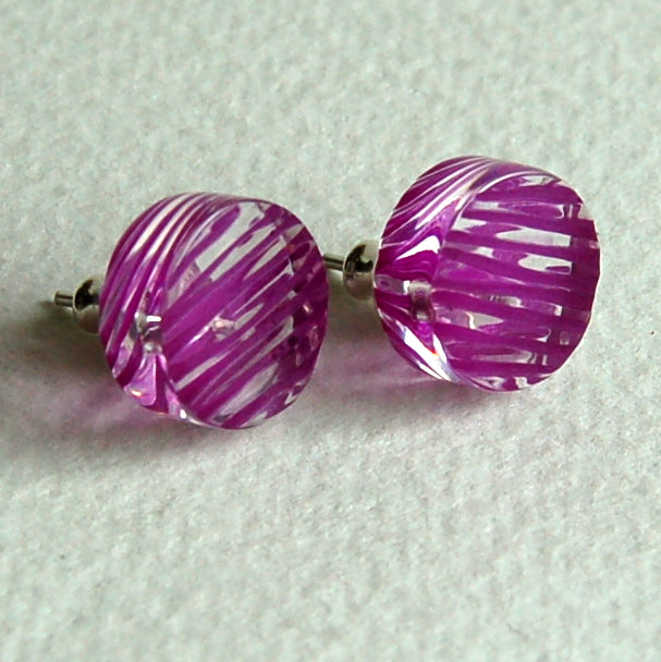 Purple Round Stud Earrings
