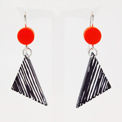 Acrylic Drop Earrings- Orange & Black