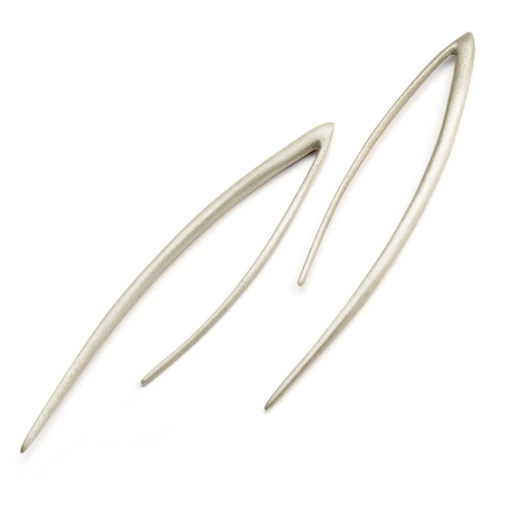 Silver Short Curved Strand Earrings