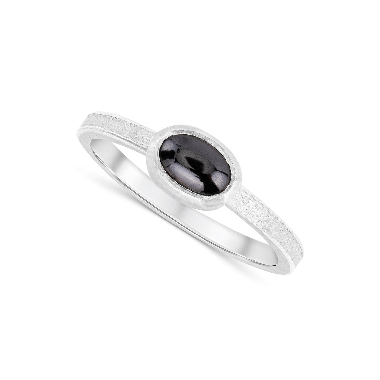 Slim Sand Stacking Ring with Haematite