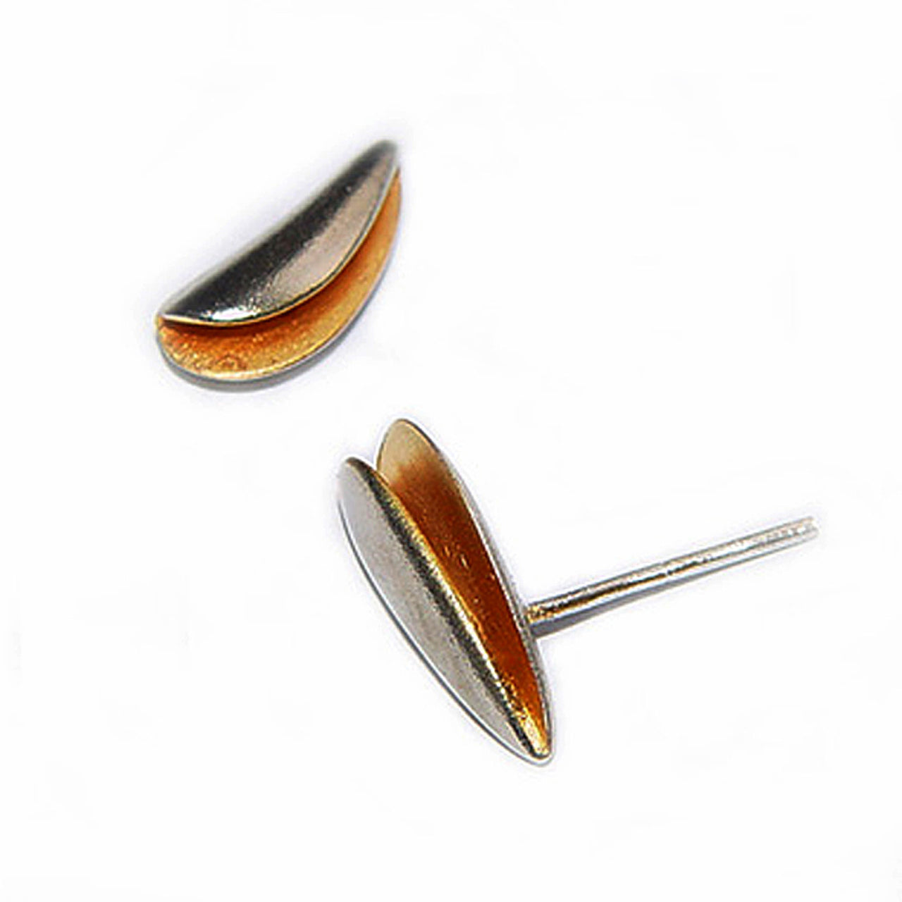 Side Split Silver Shell Studs