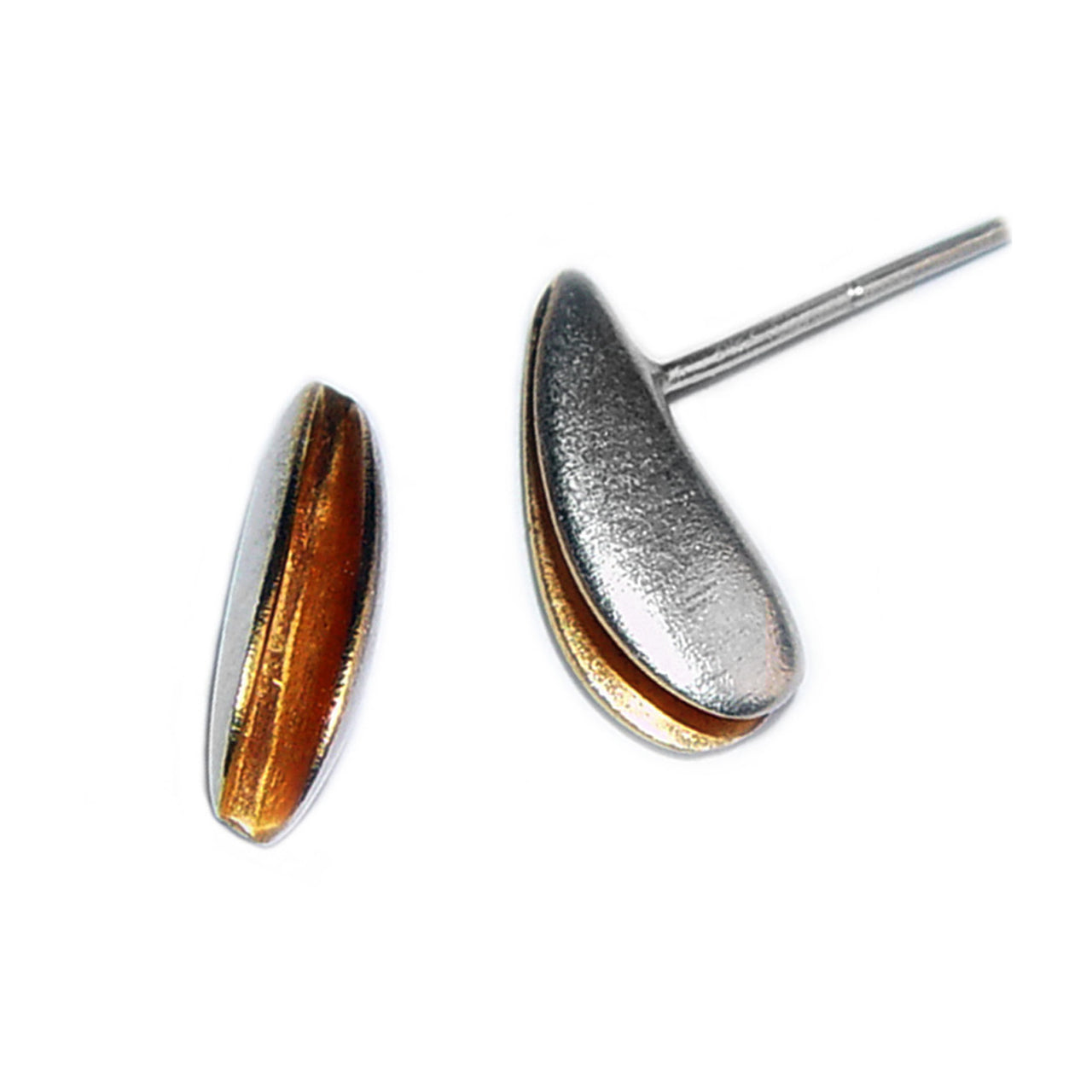 Front Split Silver Shell Studs