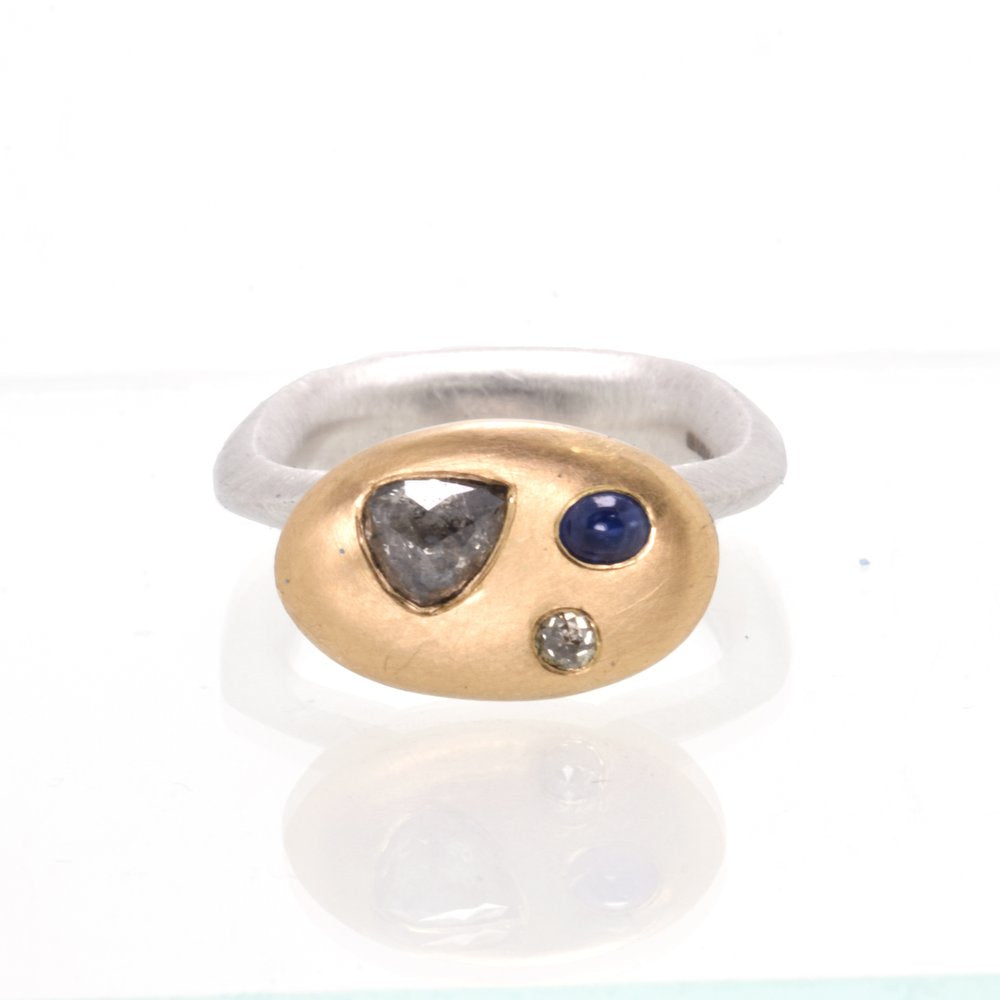 Diamond and Sapphire Phago Ring