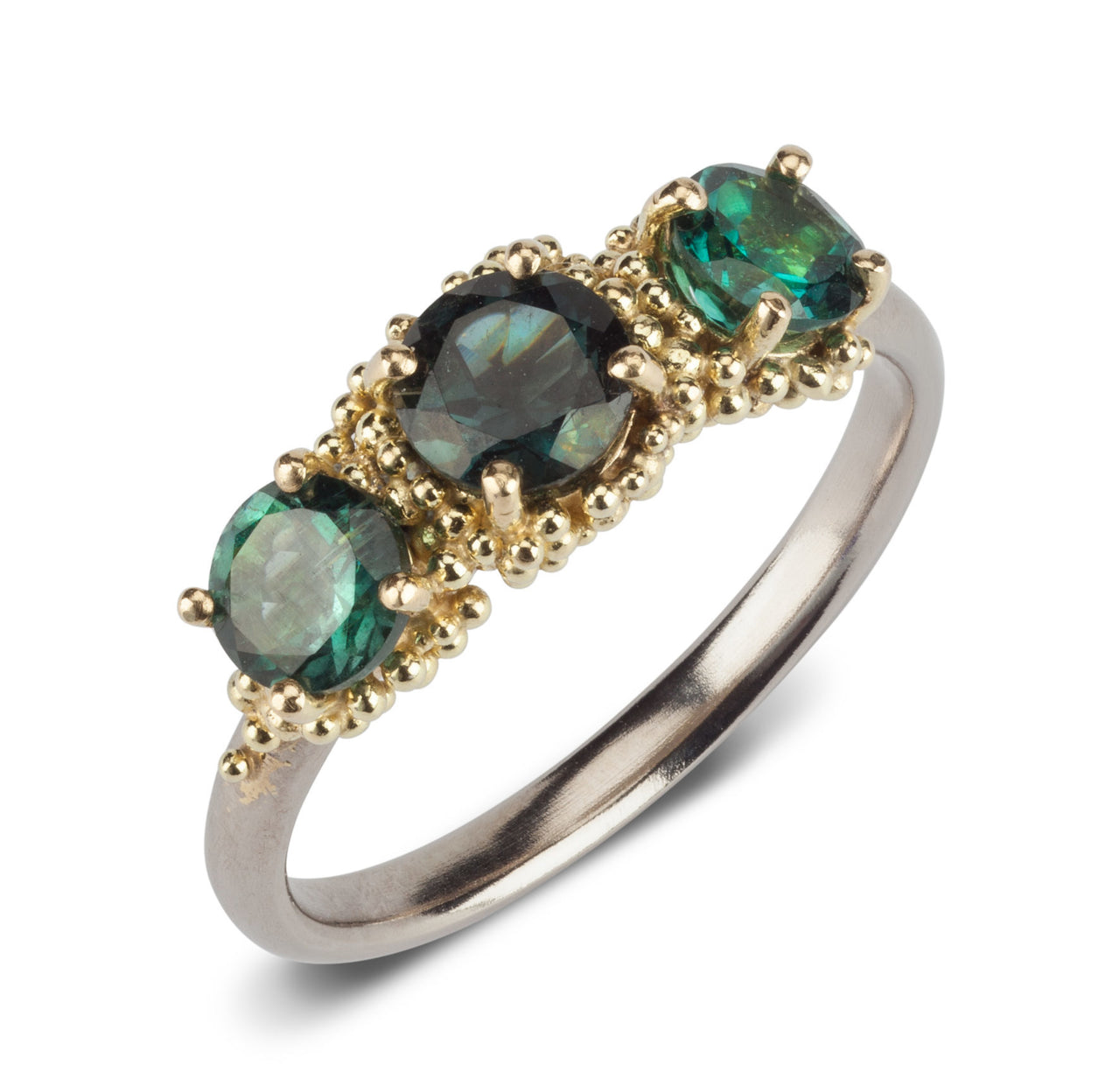 Triple Tourmaline Gold Cluster Ring