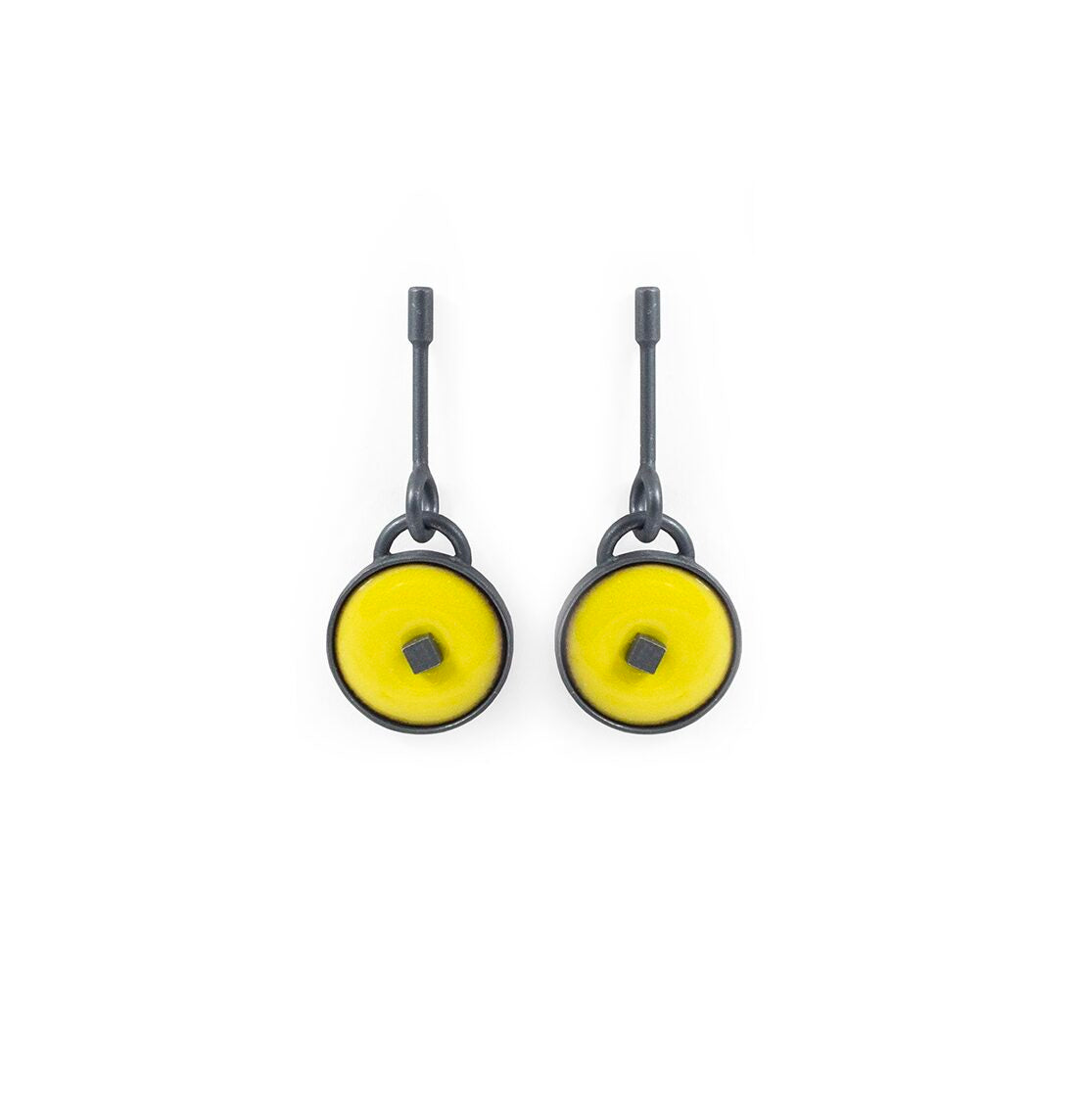 Yellow Enamel Drop Earrings