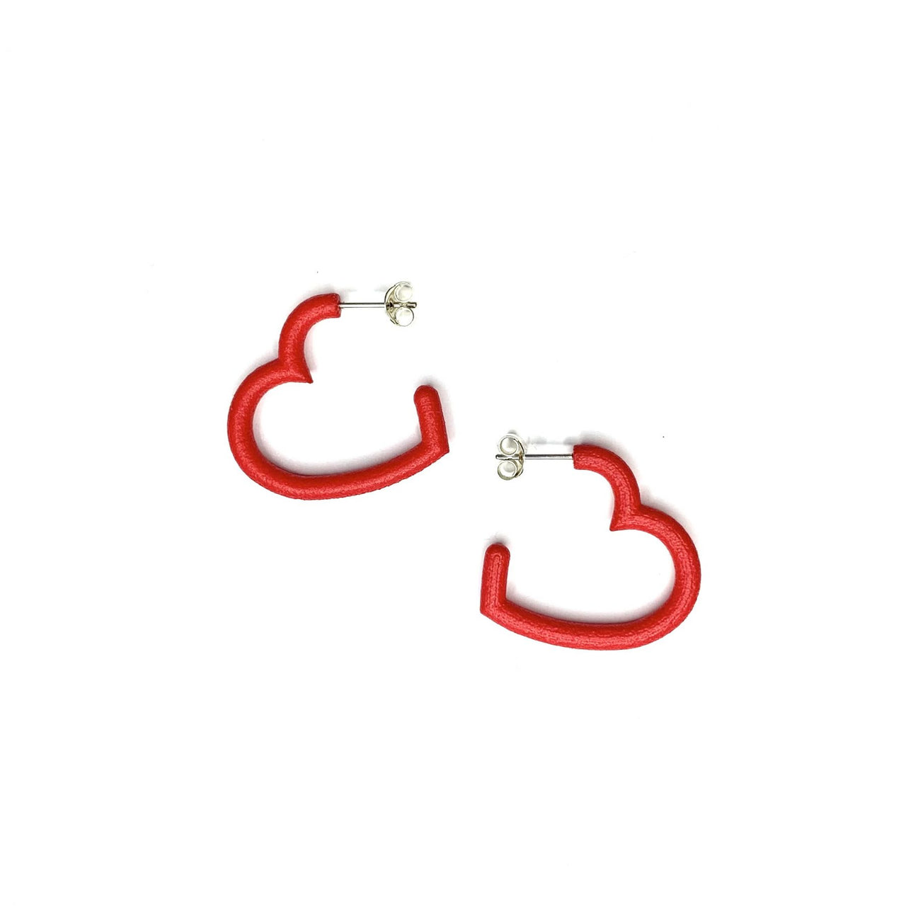 Red Heart Hoop Earrings - Small